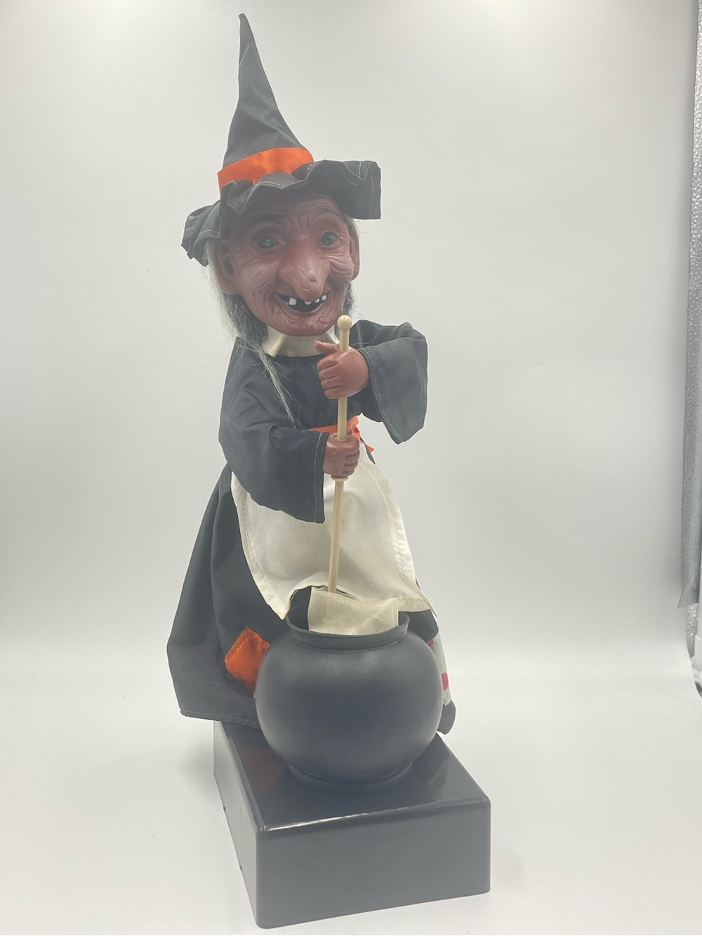 Halloween Gothic Decor: Witch Motionette Animated Stirring Cauldron Light Sound